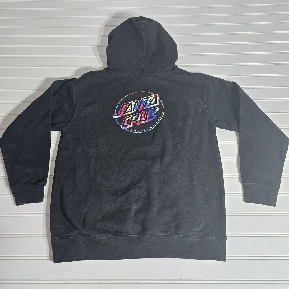 Santa Cruz Skateboards Hoodie Youth Large Black Pullover Skater Sweater